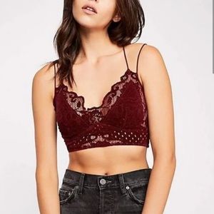 Intimately Free People Wine Red Velvet Lace Bralette (Medium) *read description